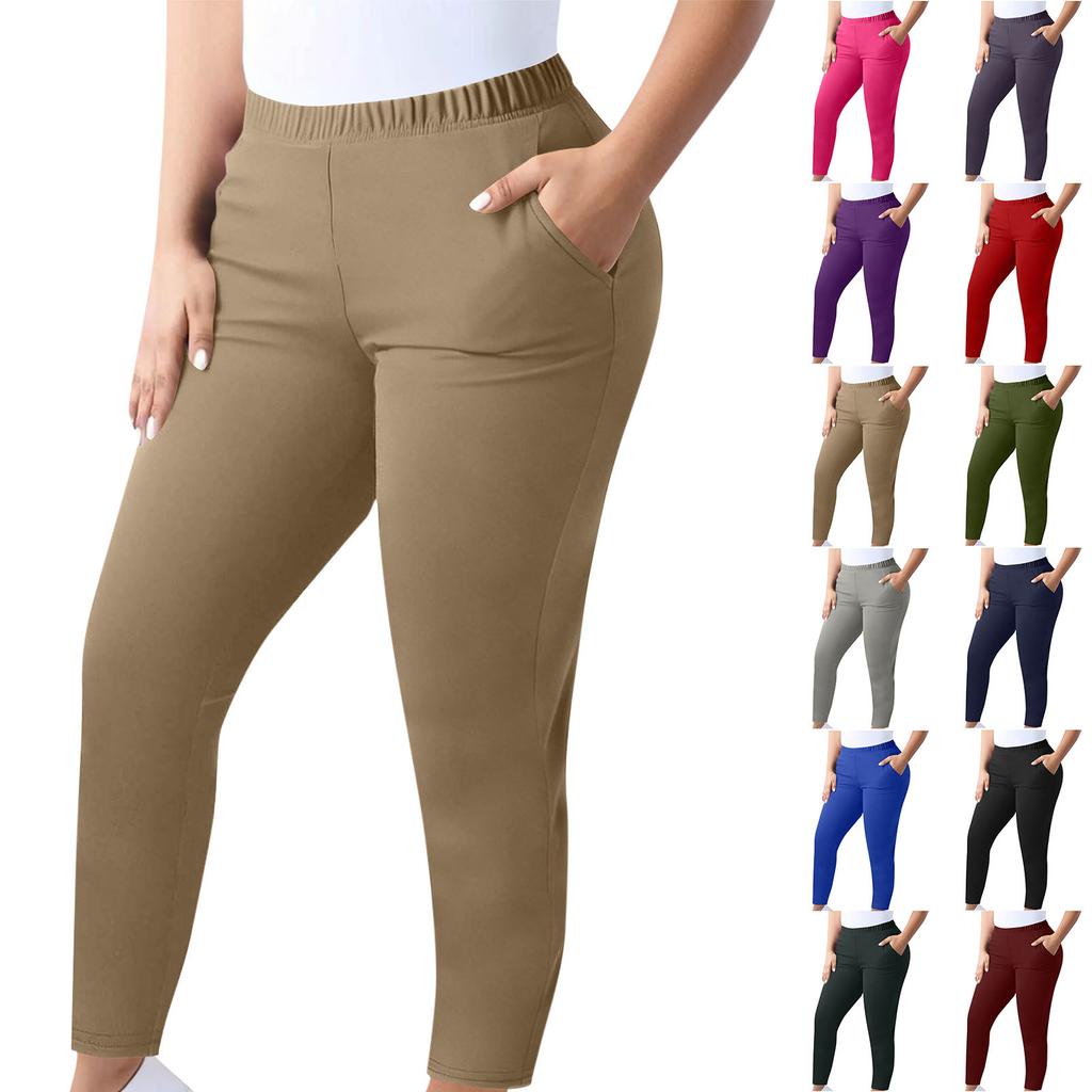 Plus Size Women Casual Yoga Leggings Stretchy Waistband Full Length Pants Comfortable Fit Suitable for Various Activities and Daily Wear