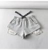 Summer Spicy Girl Style Elastic Waist Patchwork High Waist Wide Leg Casual Shorts for Women
