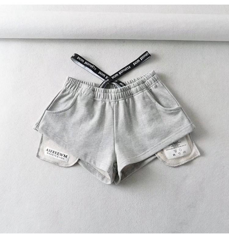 Summer Spicy Girl Style Elastic Waist Patchwork High Waist Wide Leg Casual Shorts for Women