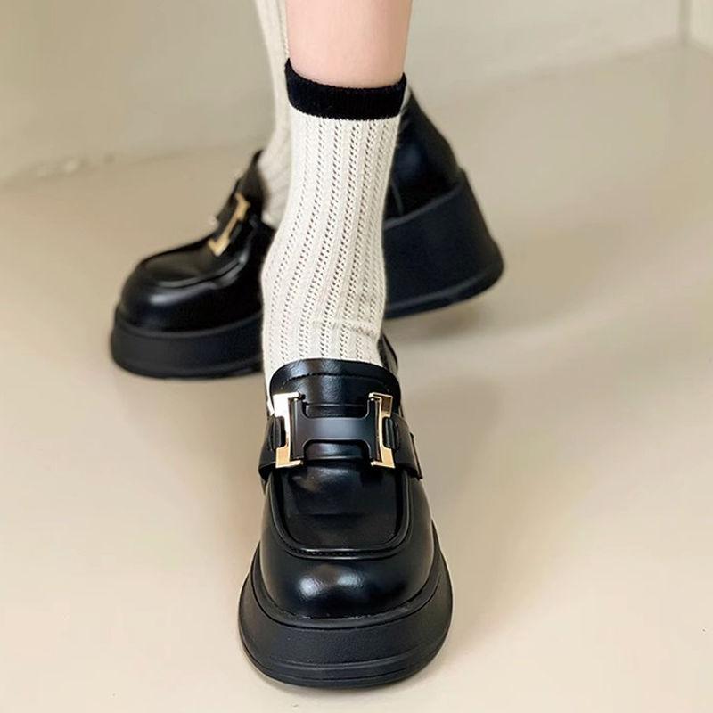 

Женские универсальные туфли из черной кожи на толстом каблуке, на одной педали, на высоком каблуке. Сантиметровые туфли на платформе 40 матовый черный