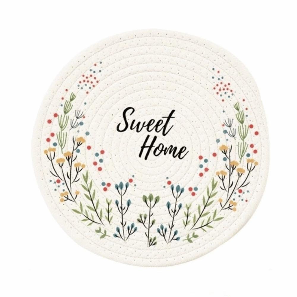 

Heat Insulation Coffee Cup Mats Strawberry Pot Pad Retro Round Dining Mat Home Decor 12cm-Style A