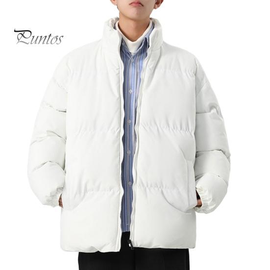 

Мужская хлопковая куртка с воротником-стойкой, длинным рукавом, застежкой-молнией, утолщенным пуховым пальто с карманами, однотонная стеганая верхняя одежда M белый