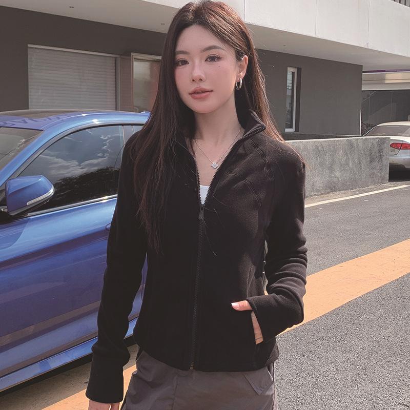 Autumn Winter Stand Collar Casual Fashion Zipper Coat Women Slim Simple All-match Sports Cardigan Outwear Top