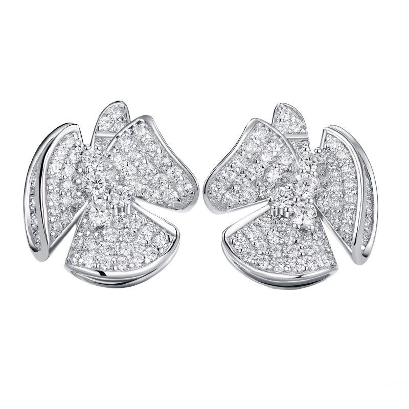 Shiny Begonia Flower Stud Earrings: Japanese & Korean Style, Celebrity-Inspired, Niche Design for Women