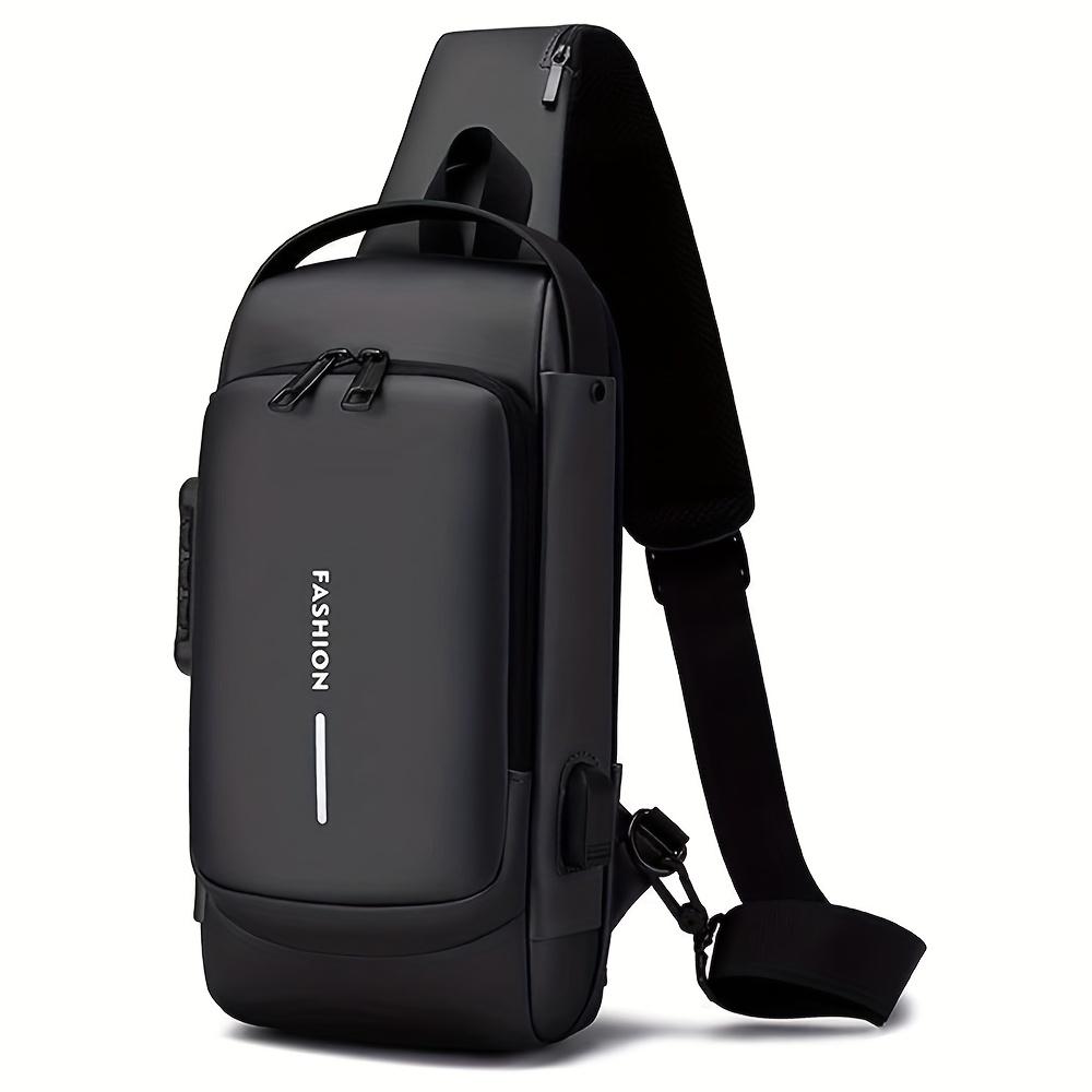 Men's Anti-Theft Chest Sling Bag Durable Oxford Fabric Motorcycle & Casual Sport Crossbody Bag Dual Zipper Compartments