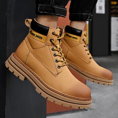 Martin Boots Men's Winter High-top British Style Thick-soled Tooling Big Yellow Boots Men's Medium-top Waterproof Retro Locomotive Tide Shoes