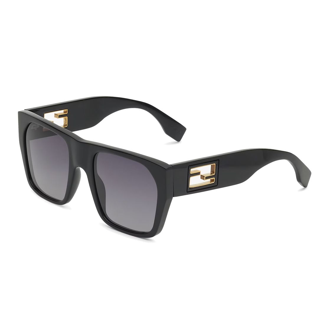 Fendi Baguette Logo Cutout Irregular Frame Sunglasses Women sunglasses Black FOA037V1RF1NYY F,Black
