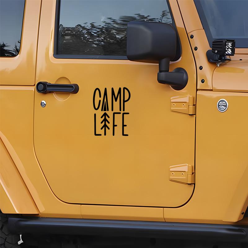 Matte Waterproof Irregular Vinyl Decal Camp Life Graphic Sticker Fit Car RV Camper Outdoor Camping Vehicle Body Window Decor