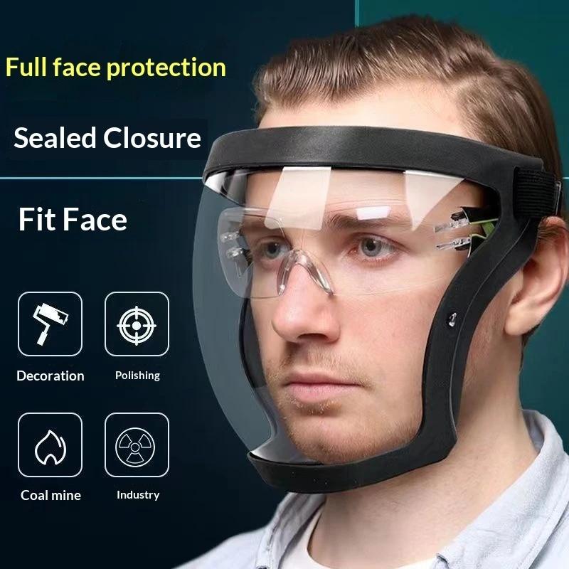 1/2Pcs Full Face Protective Mask High Transparency Waterproof Anti Fog Dust Oil Fume Proof for Adults Cooking Spray Polished