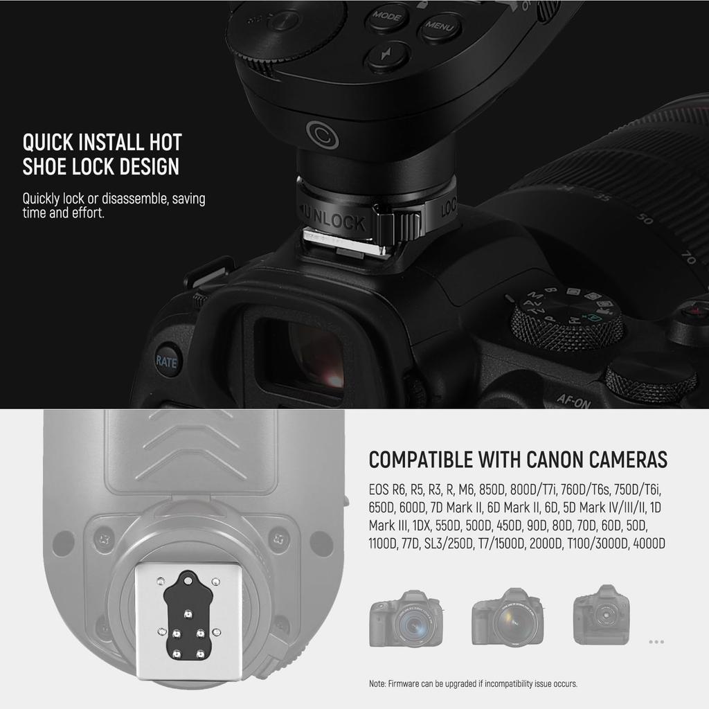 Neewer Upgraded TTL Wireless Flash Large Angled 5 9 Customizable Compatible with PRO QPRO-C Trigger, 1/8000s HSS, Screen, Design, Groups, Functions,