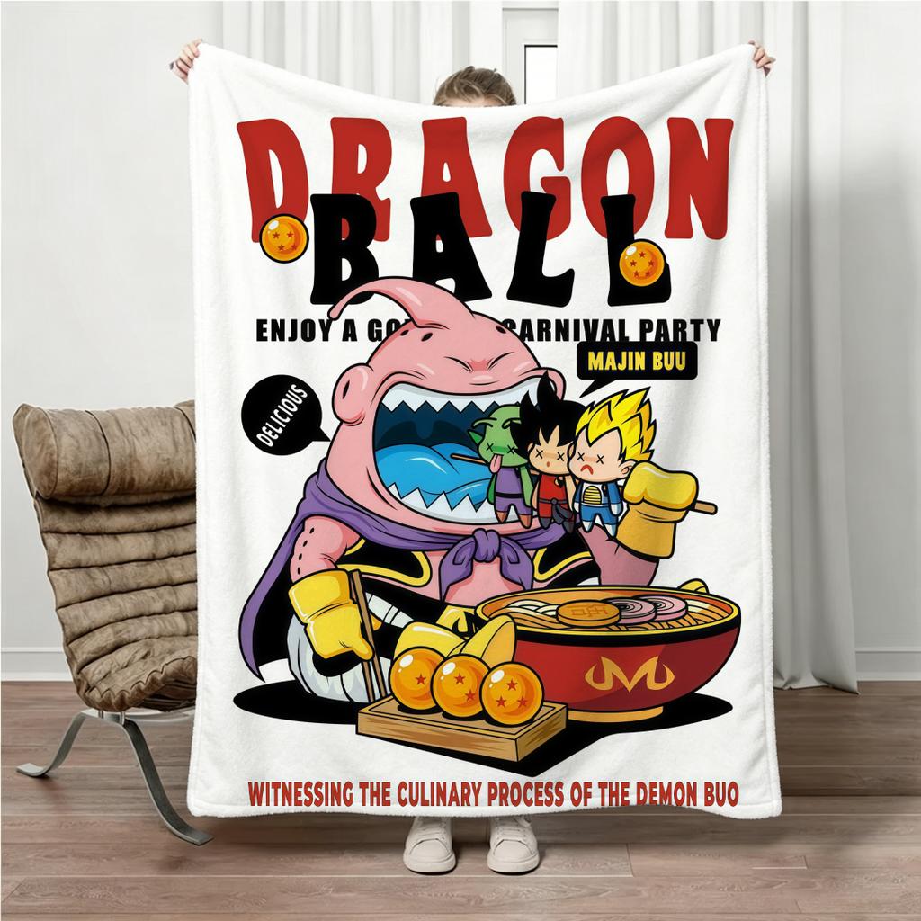 All Season Dragon Ball Son Goku Blanket Anime Print Flannel Throw Blanket Parent-child Nap Blanket for Bed Couch Office