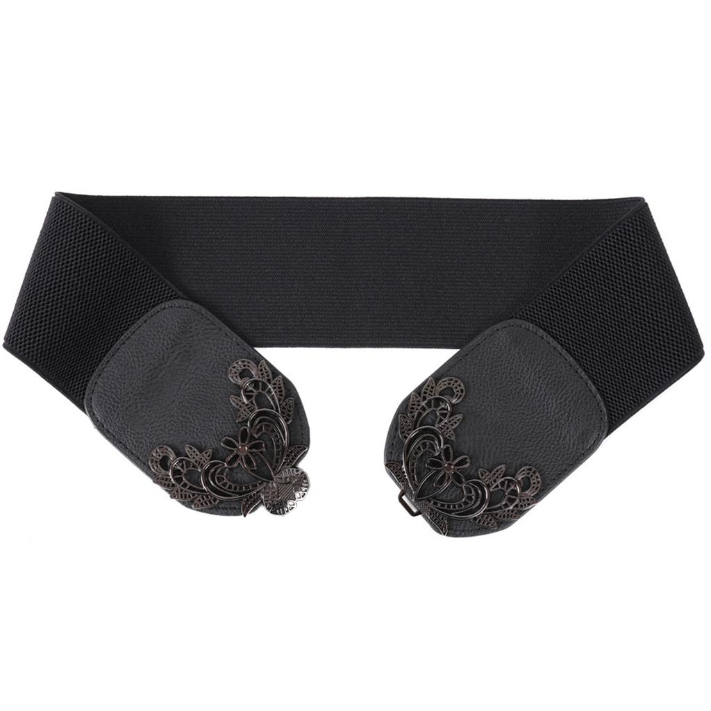 Ladies Waist Belt Fashionable Flower Ornament Waist Decoration PU Leather Sash Elastic Waistband Waist Cincher