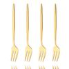 4Pcs Stainless Steel Tea Forks Black Gold Cake Fork Snack Salad Coffee Fruit Fork Mirror Cutlery Tableware Set Kitchen Utensils