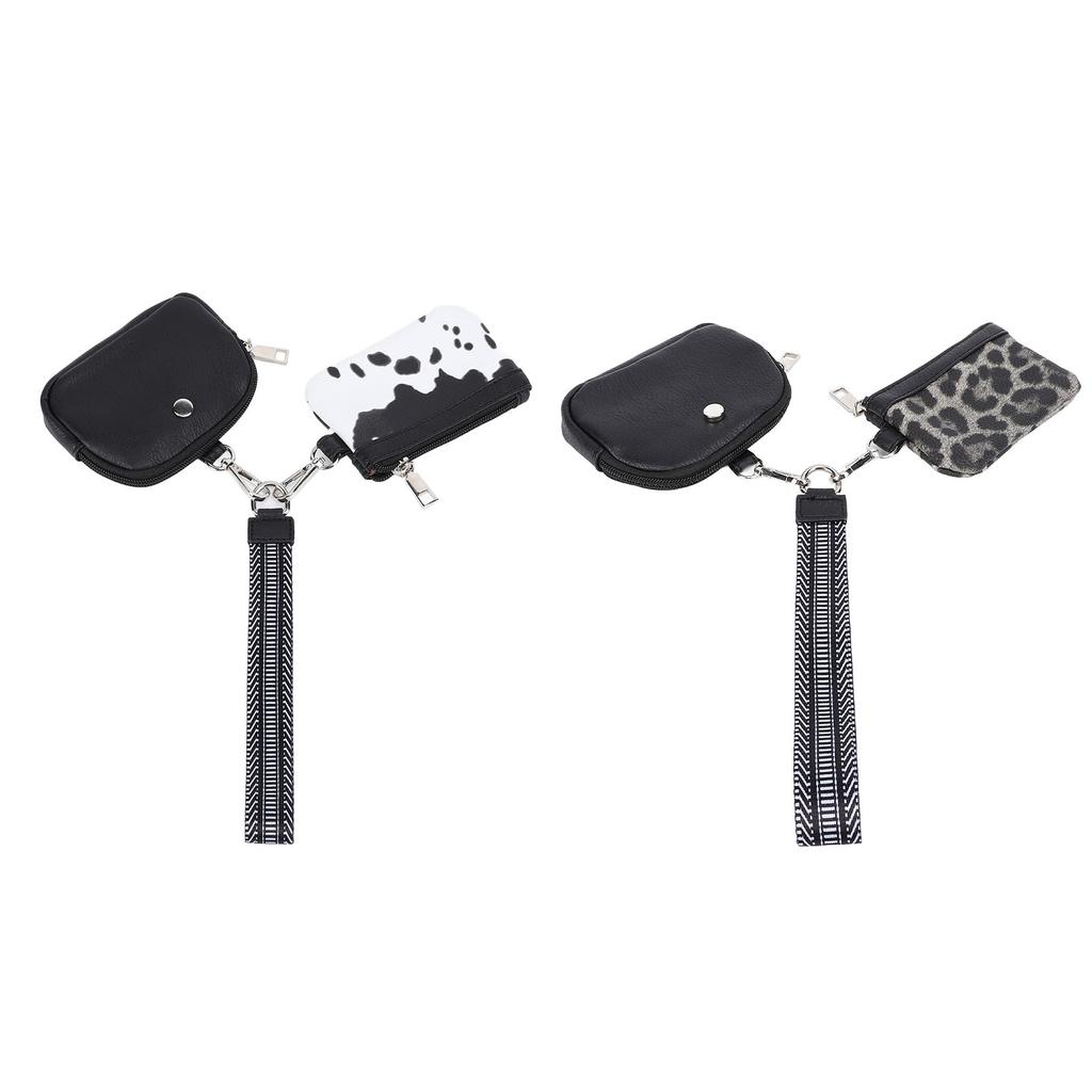 Mini Zip Wristlet Wallet Water Resistant Detachable Fashionable Dual Pouch Coin Purse Keychain for C