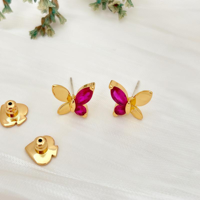 French Zircon Inlaid Butterfly Stud Earrings, Fashionable Light Luxury Temperament, Fresh And Sweet Stud Earrings, Commuting Versatile Earrings.