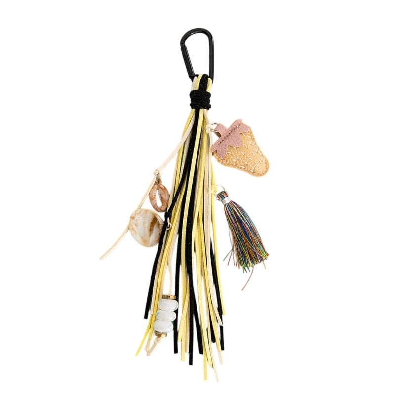 

Handmade Shell Bead Bag Charm Featuring Detachable Tassels And Vibrant Fruit Design For Personal Styling