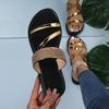 Womens Summer Sandals Rhinestone One Band Flat Slippers European and American Style Plus Size