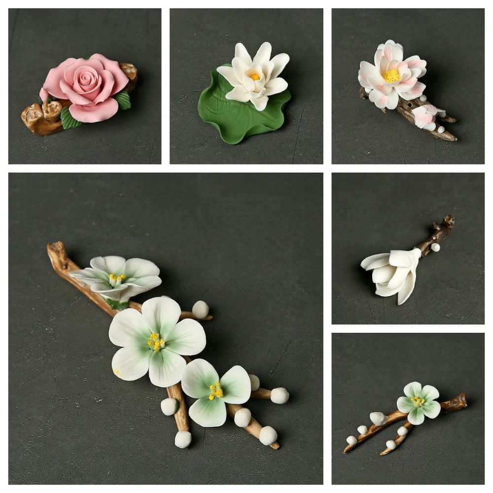 Ceramics Writing Brush Stand Flower Shape Aromatherapy Base Gift Tea Table Oraments  Offices