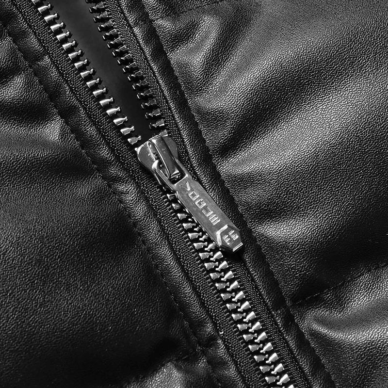 Lederjacke Pu Baumwollgepolsterte Kleidung Stehkragen Große Herren Baumwollgepolsterte Kleidung Trendy Marke Herbst und Winter Baumwollgepolsterte Jacke