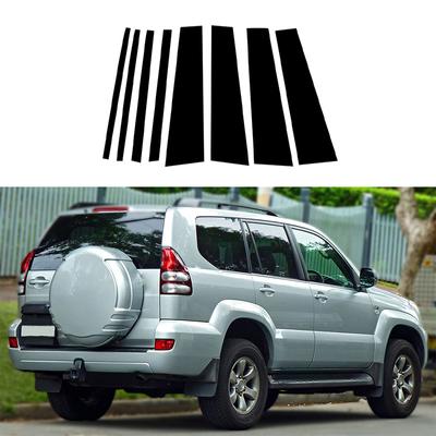 8Pcs Car Glossy Black Door Window Exterior Styling Pillar Posts Trim Accessories For Toyota Land Cruiser Prado J120 2003-2009