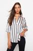 Women's Fashion New Shirt Ecru Striped Satin Woven Shirt