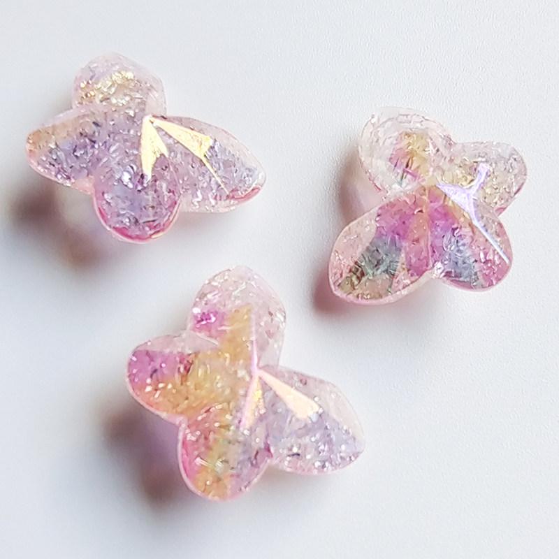 Iridescent Crackle Diamond Butterfly Beads for DIY Jewelry Making