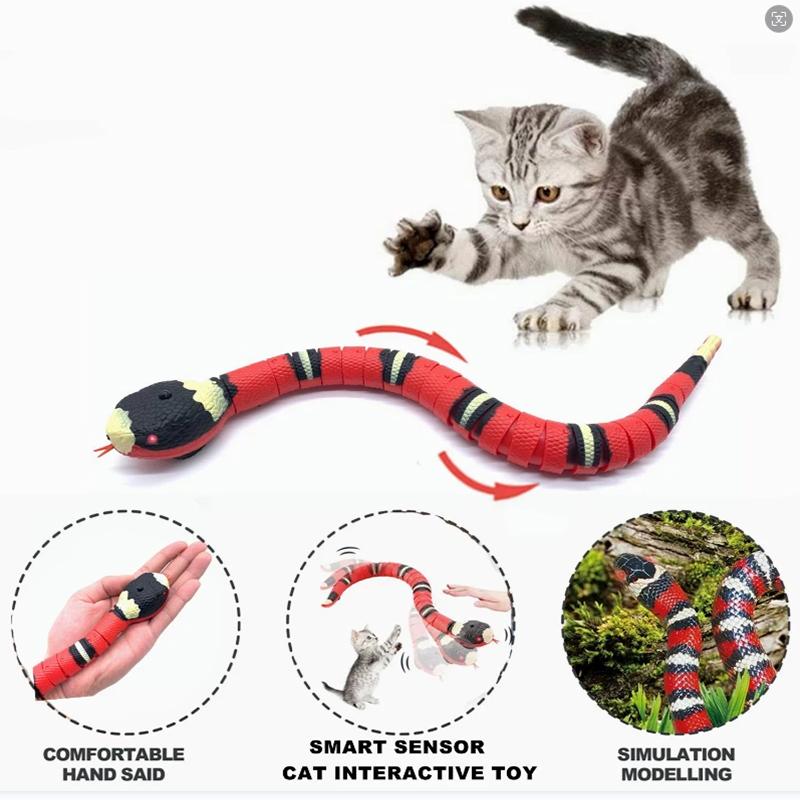 Automatic Cat Toys Interactive Smart Sensing Snake TeaseToys for Cats USB Charging Cat Accessories for Pet Cats Game Play To