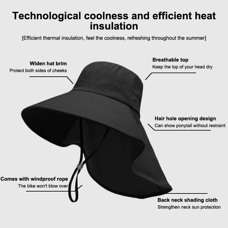 Shawl Sunscreen Cap Ponytail Travel Fisherman Hat Wide Brim Sun Hat With Neck Flap Outdoor Uv Anti Neck Protection Sun Visors
