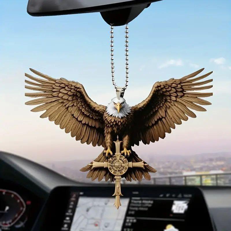 Vintage Artistic Acrylic Eagle Cross Car Pendant Distinctive Interior Decoration Cars For
