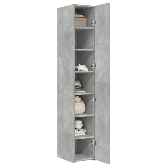 VidaXL Buffet haut gris béton 30x42,5x185 cm bois d'ingénierie, buffet, armoire de rangement, panneau latéral, armoire, 3281395