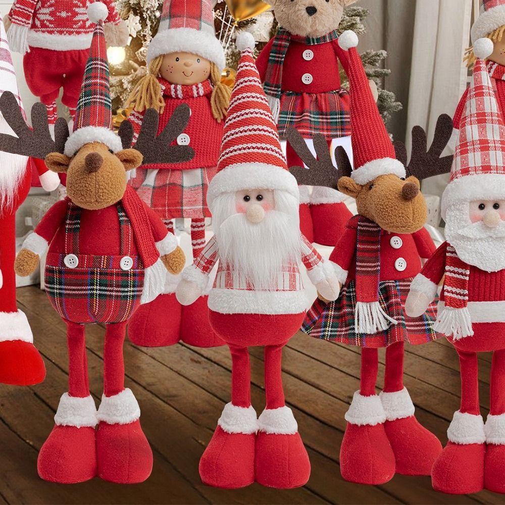 Ornements de Poupée Élan de Noël Rouge Créatif Poupée Renne Cartoon Debout Jambes Longues Mignon Décoration Joyeux Noël Fournitures de Nouvel An