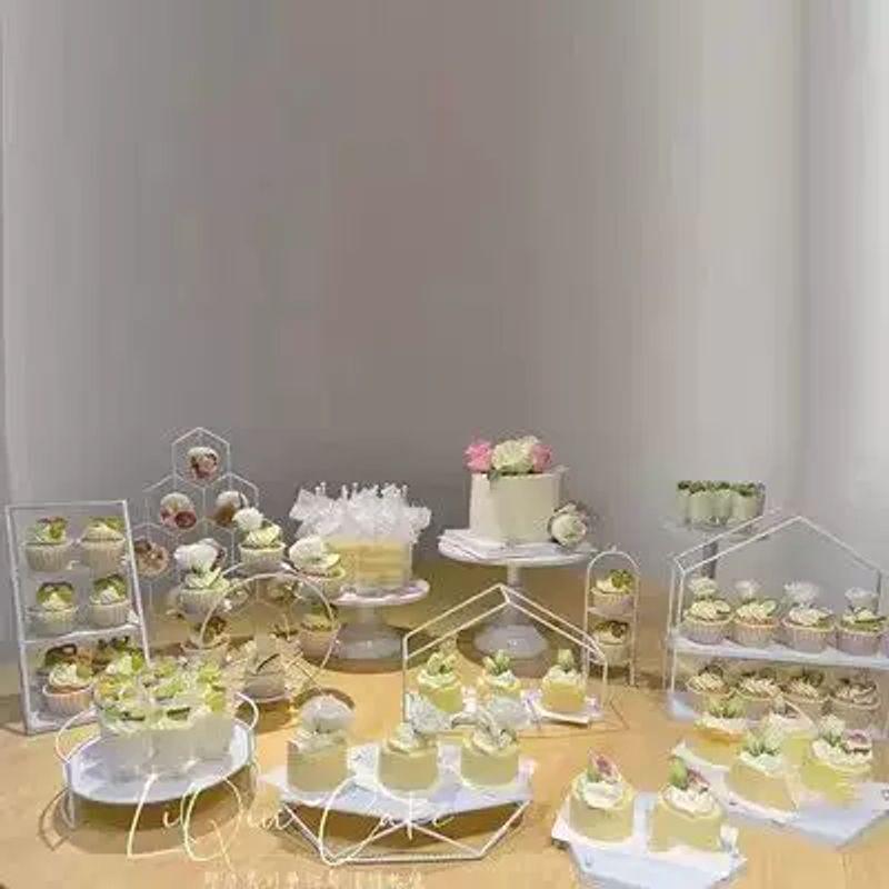 Elegant White Iron Art Dessert & Cake Display Stand Sets
