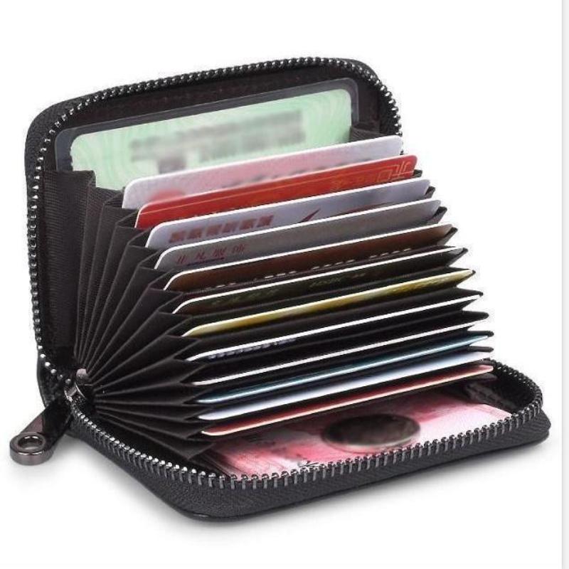 Portafoglio Portatessere da Uomo con Zip in Pelle PU a Fisarmonica Custodia per Carte di Credito Grande Capacità Portamonete con Blocco RFID con 14 Slot per Carte