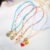 Vintage Mystical Evil Eye Necklace for Women Bohemian Rice Pearl Rhinestone Heart Pendant Necklace Party Jewellery Accessories