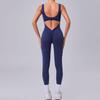 Gefalteter Ärmelloser V-Taillen-Hüfthebender Fitness-Einteiler Yoga-Anzug für Outdoor-Laufen