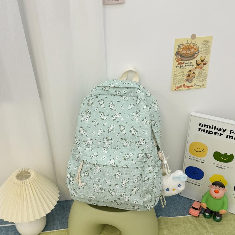 Schoolbag New Japanese Ins Style Literary Floral Schoolbag Women's High Value Fresh and Versatile Backpack Leisure Travel Backpack