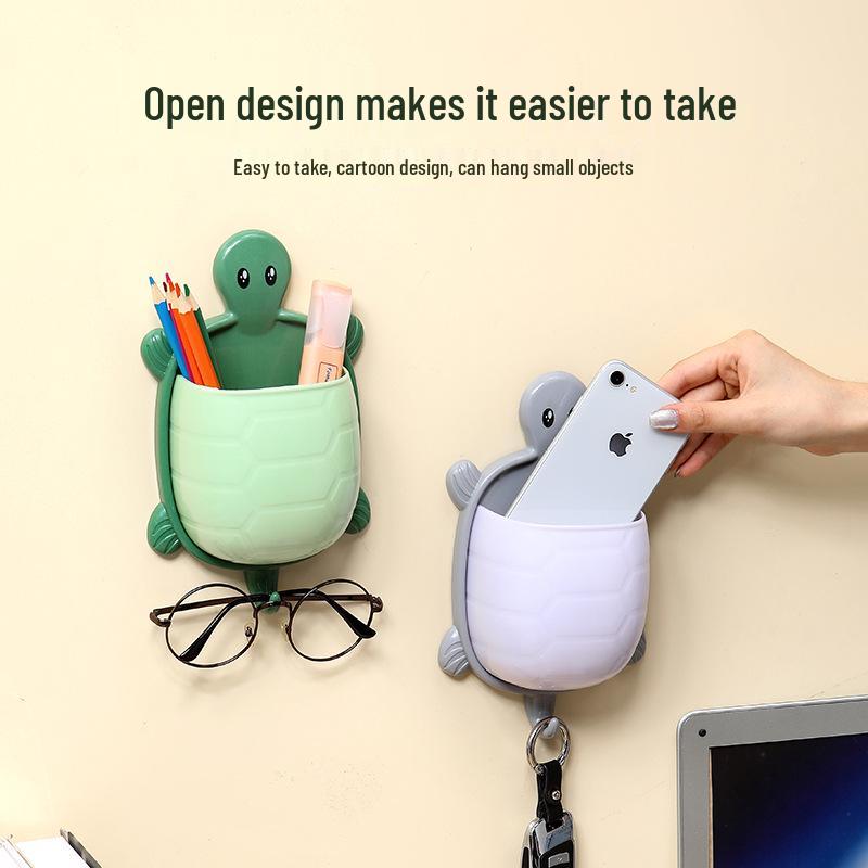 Wall-Mounted Turtle Toothbrush Holder with Drain