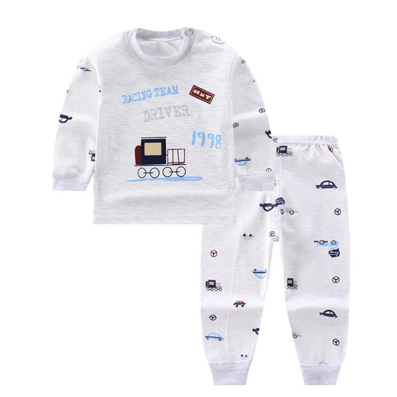 2pcs/set Kids Home Wear Suit Cartoon Printing Long Sleeves Tops Trousers Children Underwear Set