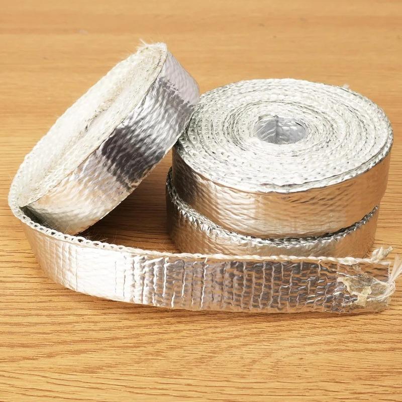 5M Exhaust Pipe Heat Wrap Tape 2000℉ High Temp Fiberglass Aluminum Foil Thermal Shield for Car Motorcycle Truck Exhaust Header