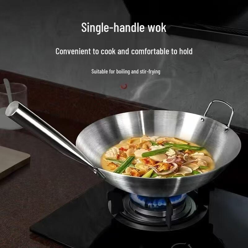 Commercial Double Handle Stainless Steel Wok