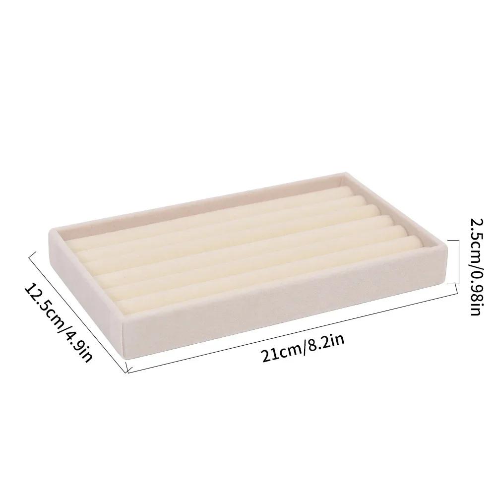 Simple Beige Grey Square Velvet Jewelry Storage Tray Display Ring Bracelet Necklace Storage Box Showcase Drawer Organizer Trays