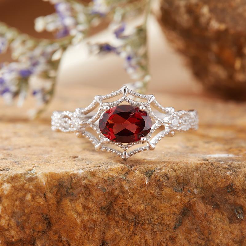 Natural Amethyst Citrine Colored Treasure Ring Women'S S925 Sterling Silver Index Finger Ring Xiaohongshu Earrings