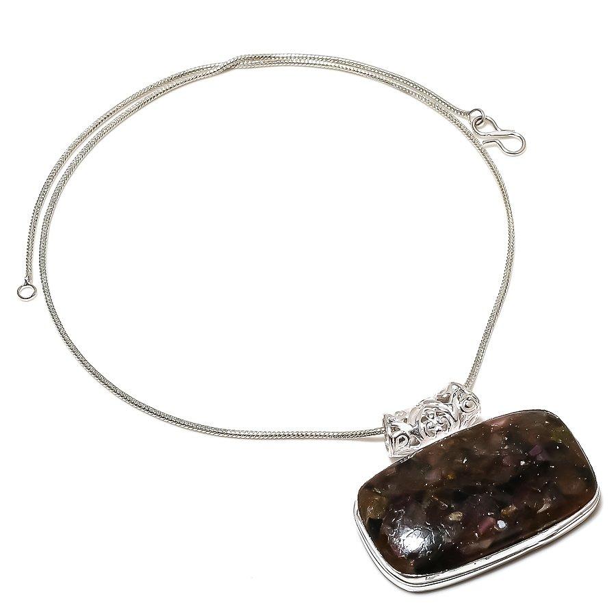 

Подвеска ручной работы в этническом стиле с турмалином и арбузом, 1,58 дюйма, SR-5675