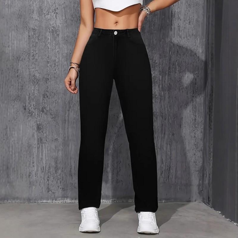Women s Jeans Slim Slim-fitting Multi-functional Design Stretch Black Straight Leg WOMEN S чёрный
