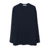 Arrayed Relaxed Cotton Round Long Sleeve T-Shirt [Black]