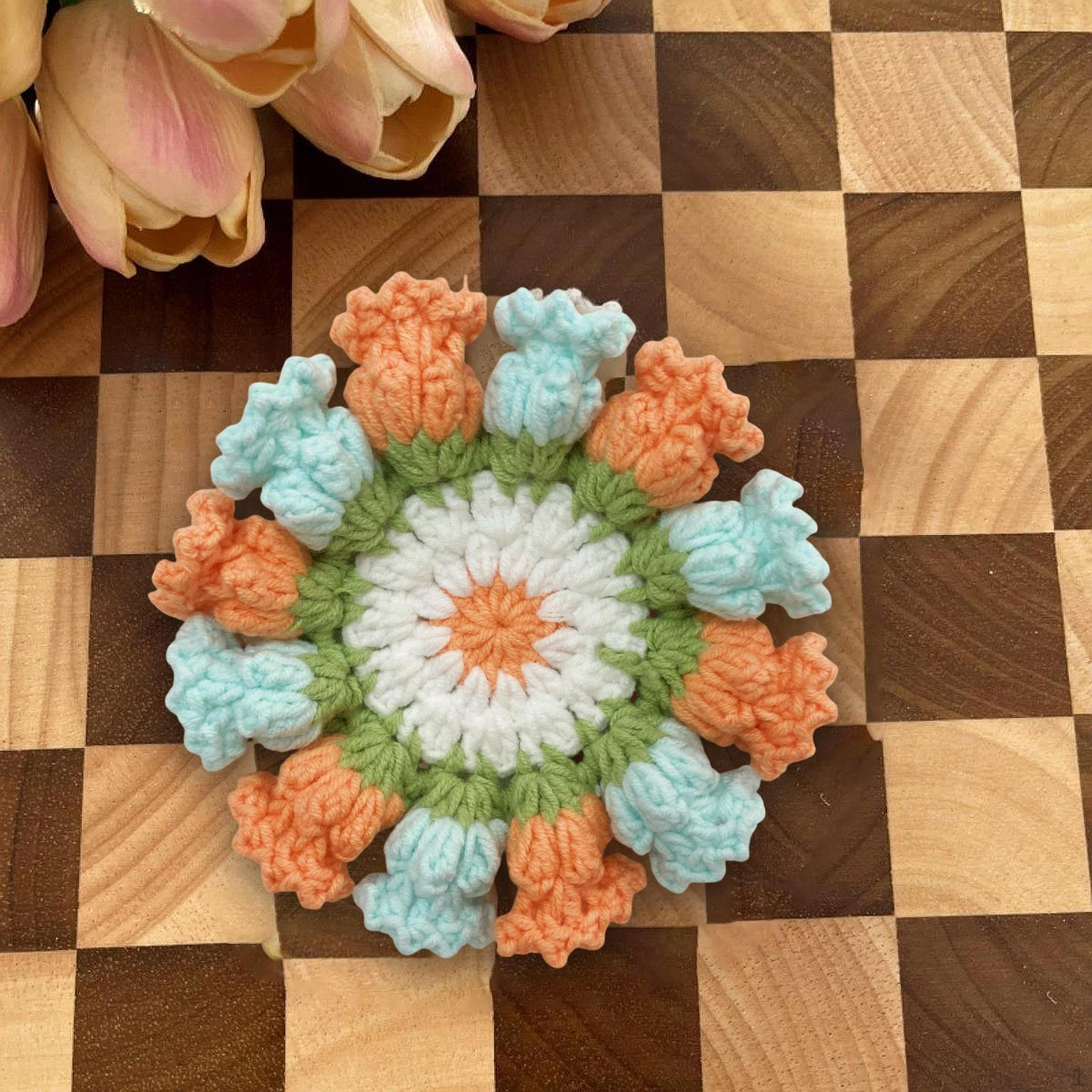 

Coaster Flower Coffee Table Protector Drinking Cup Mat Lily of The Valley for Orange Blue