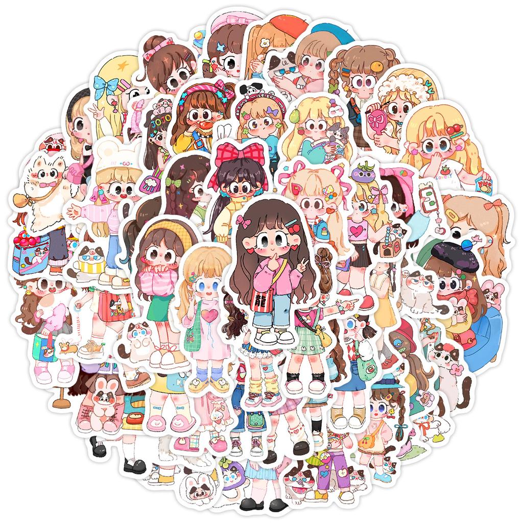 50 Cartoon Girl Outfit Series Graffiti Stickers Water Cup Mobile Phone Computer Skateboard Waterproof Decorative Stickers