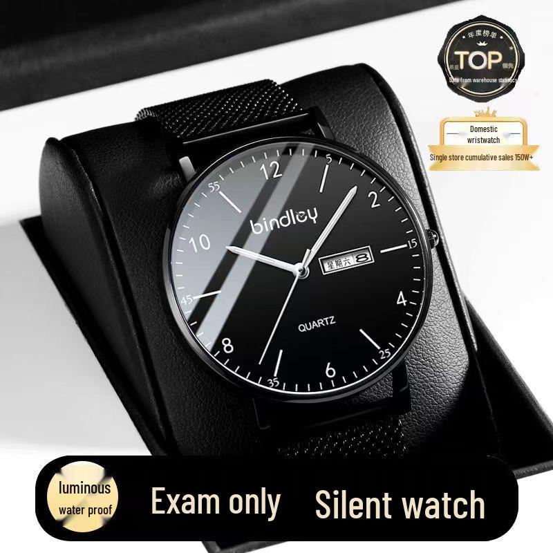 Men's Silent Ultra-Thin Luminous Waterproof Quartz Watch for Teens