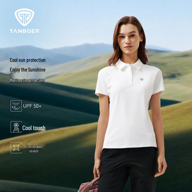 Tanboer Women s Cropped Stretchy Breathable Polo T-shirt TB6262226A M