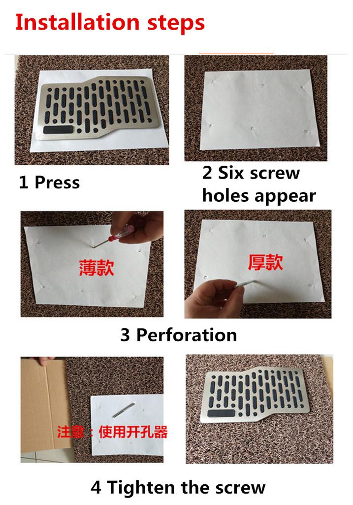 Universal Car Truck Floor Mats Stainless Steel Heel Plate Pedal Carpet Pad Plat